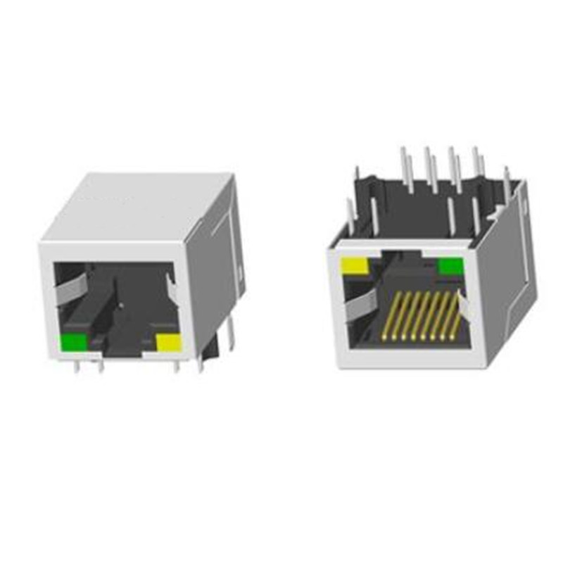 RJ45 2X1 帶燈帶屏蔽無彈片香菇腳