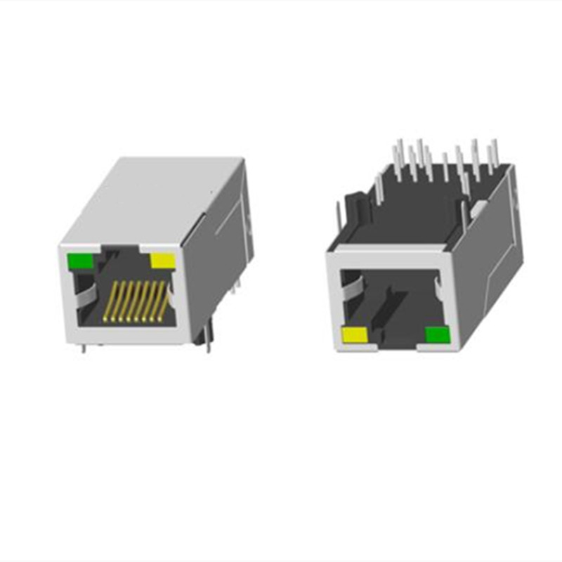 RJ45 2X1 帶燈帶屏蔽無彈片香菇腳