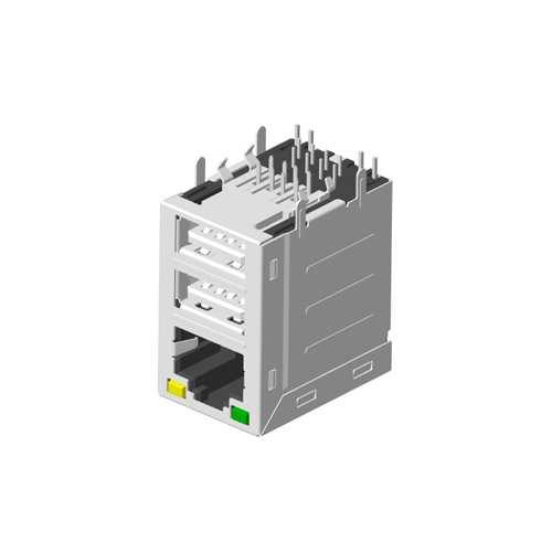 RJ45 1X1 雙USB 2.0 帶燈 帶屏蔽 無彈片網(wǎng)絡接口